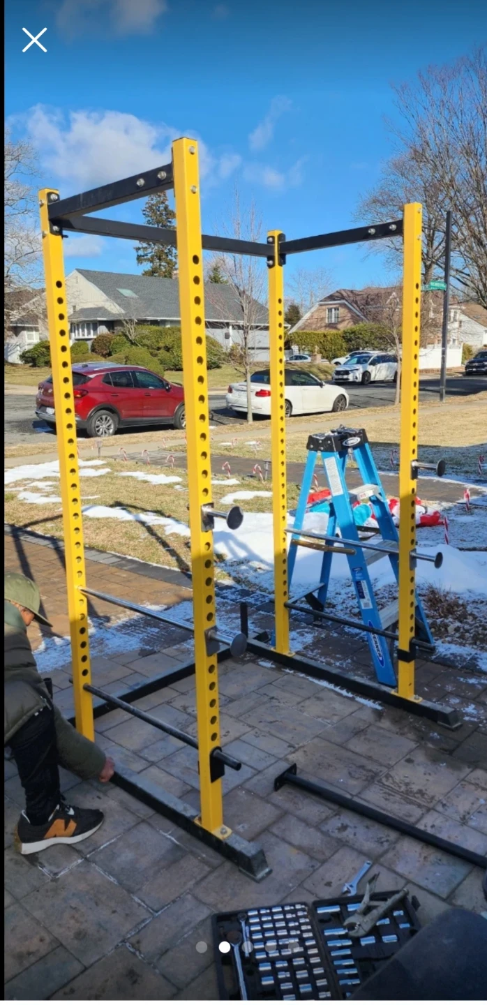 Yellow Steel Squat Rack