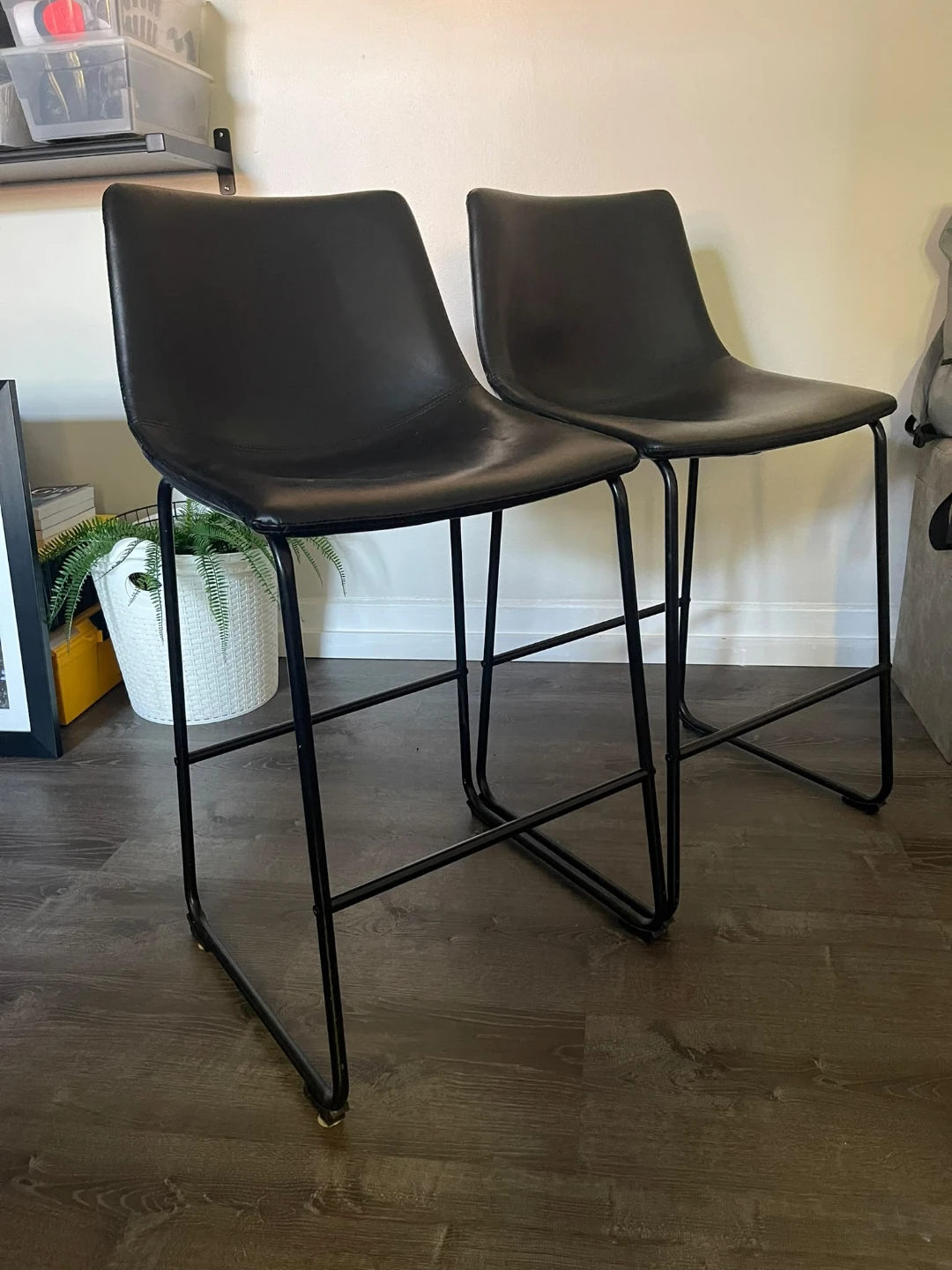 Set of Two Black Bar Stools