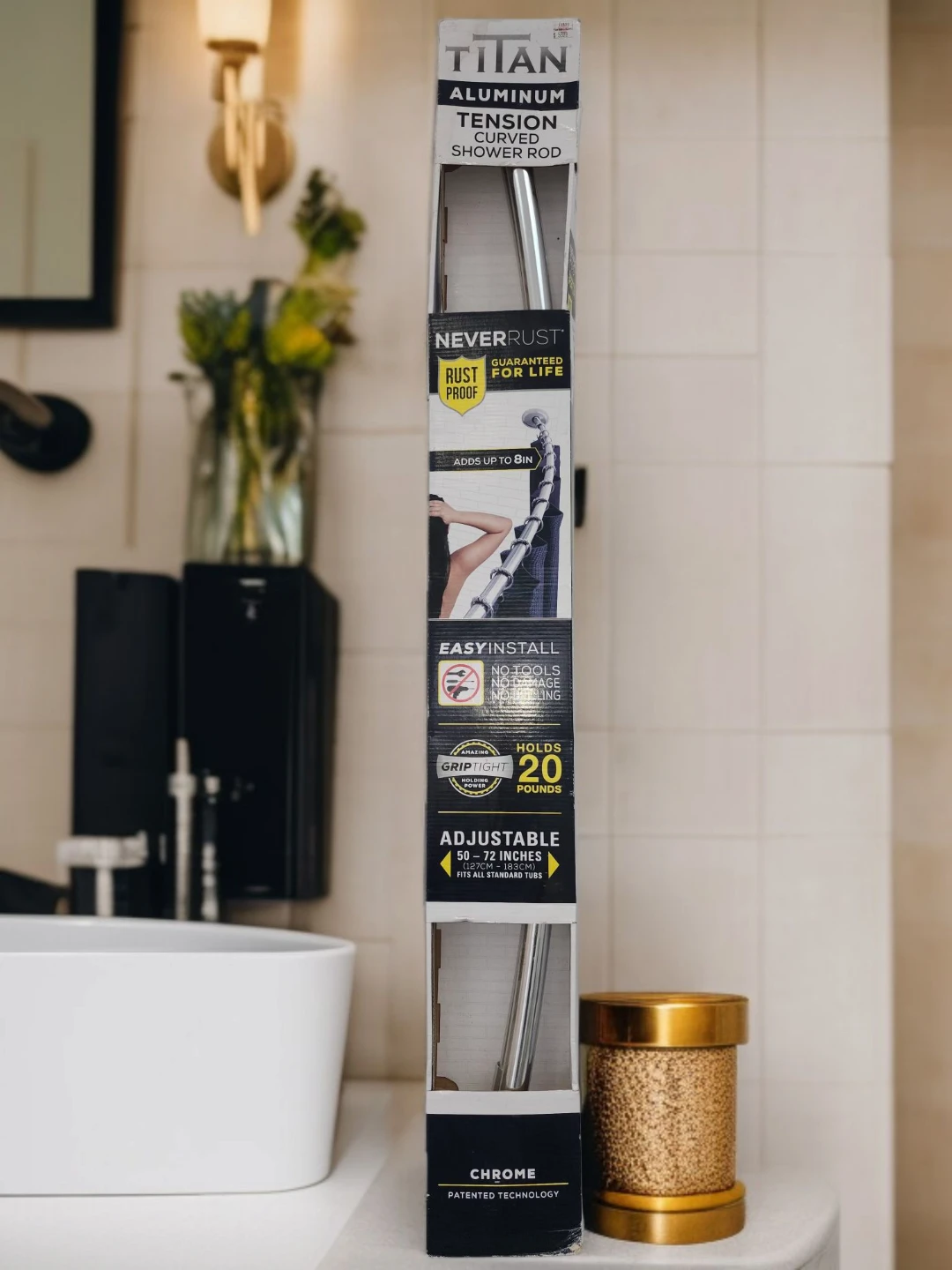 New in box Curved Shower Rod NeverRust 50 to 72 "  Adjustable - photo 2