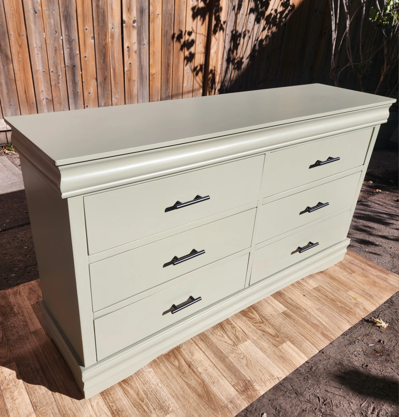 Sage Green 6-Drawer Long Dresser | Beautifully Refinished - photo 2