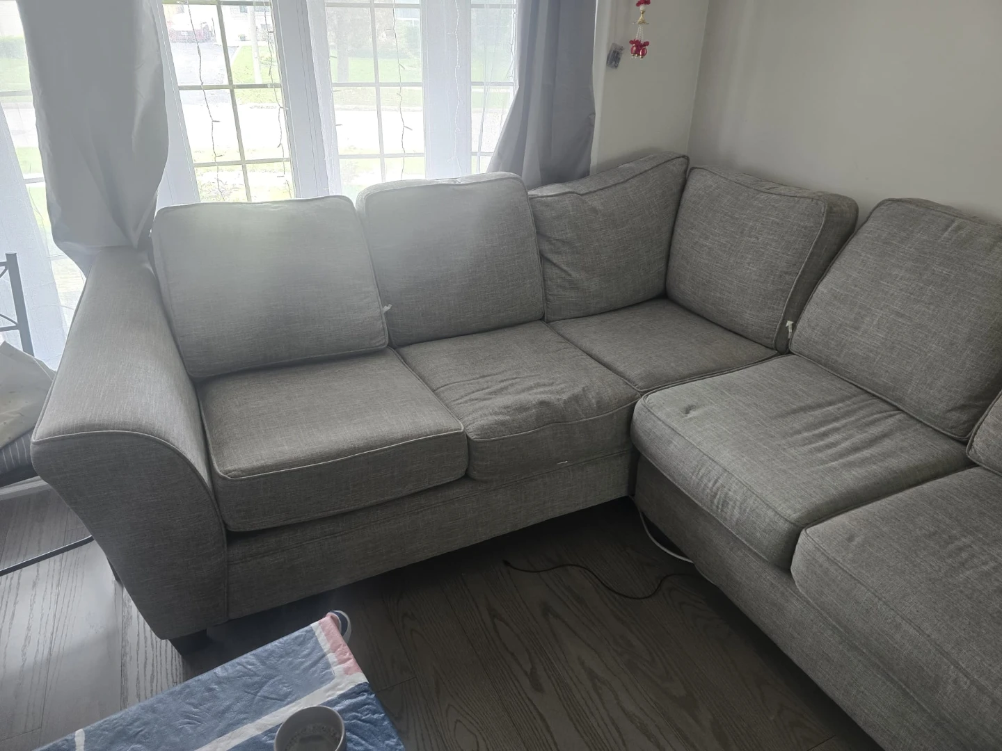 Urgent sell negotiable Grey Fabric Three-Seat Sofa - photo 2