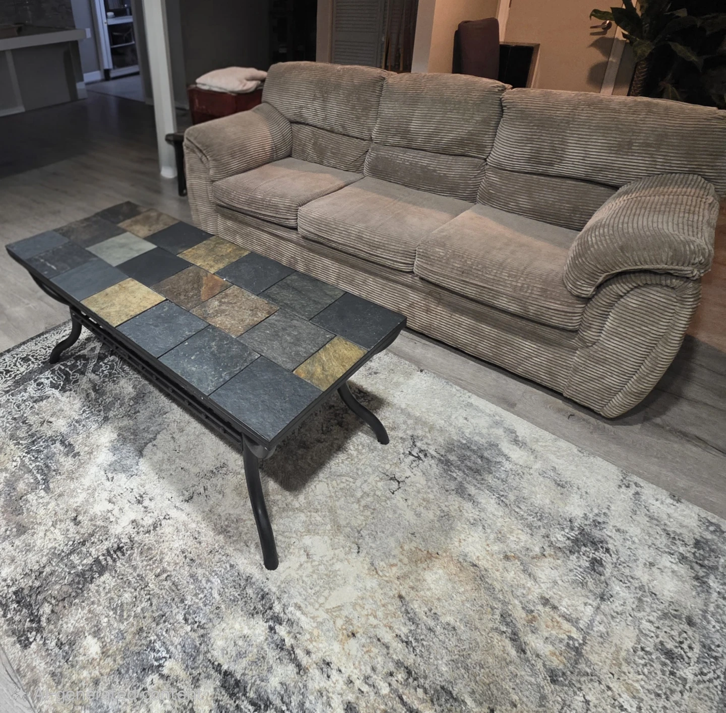 Chenille couch  and  coffee table - photo 2