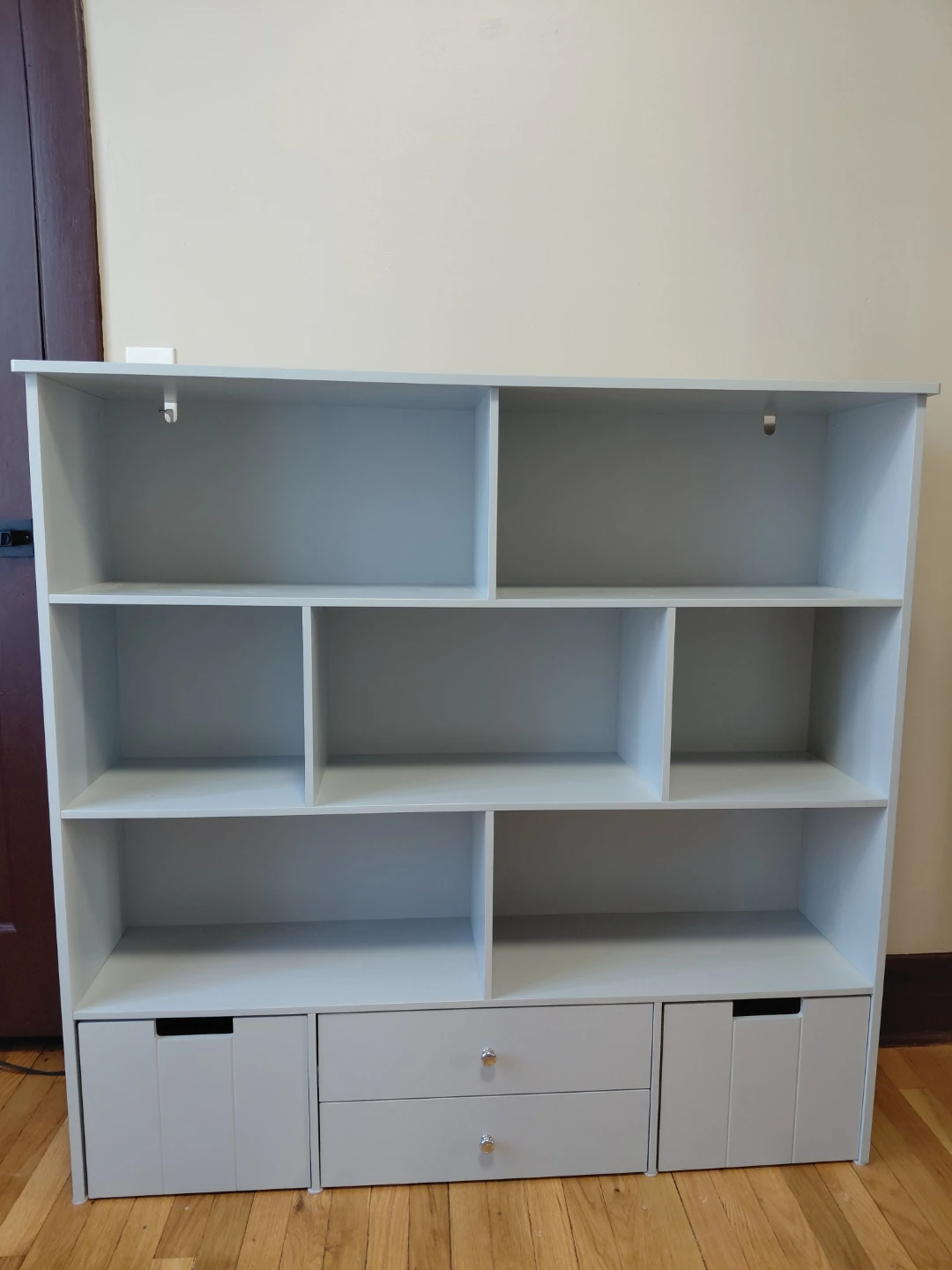 Gray Storage Shelf with Drawers