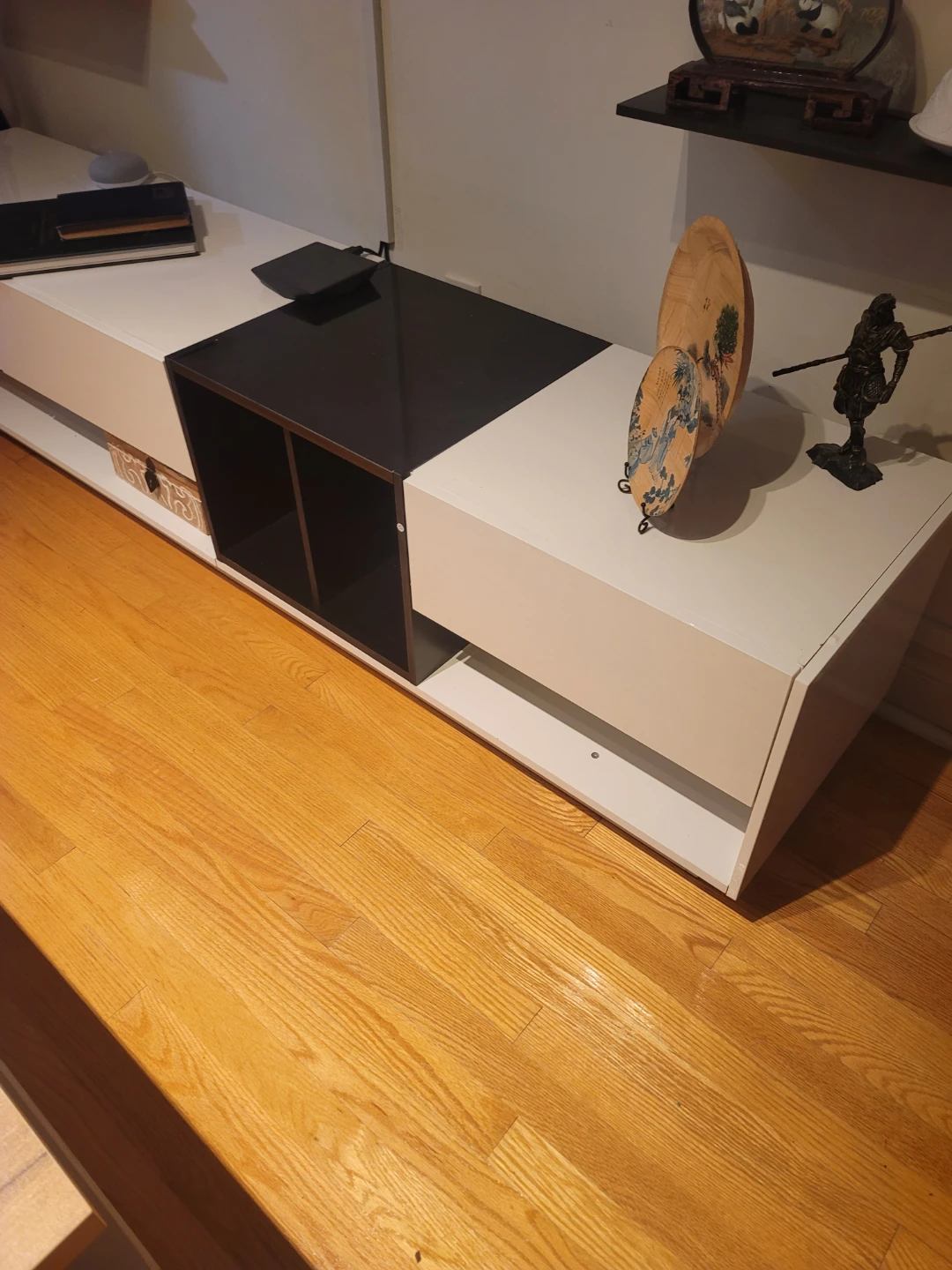 Modern White and Black TV Stand Media Console - photo 5