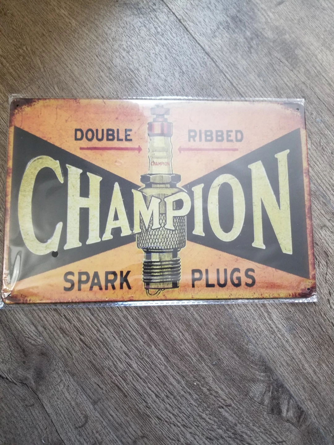 Vintage Style Champion Spark Plugs Metal Sign