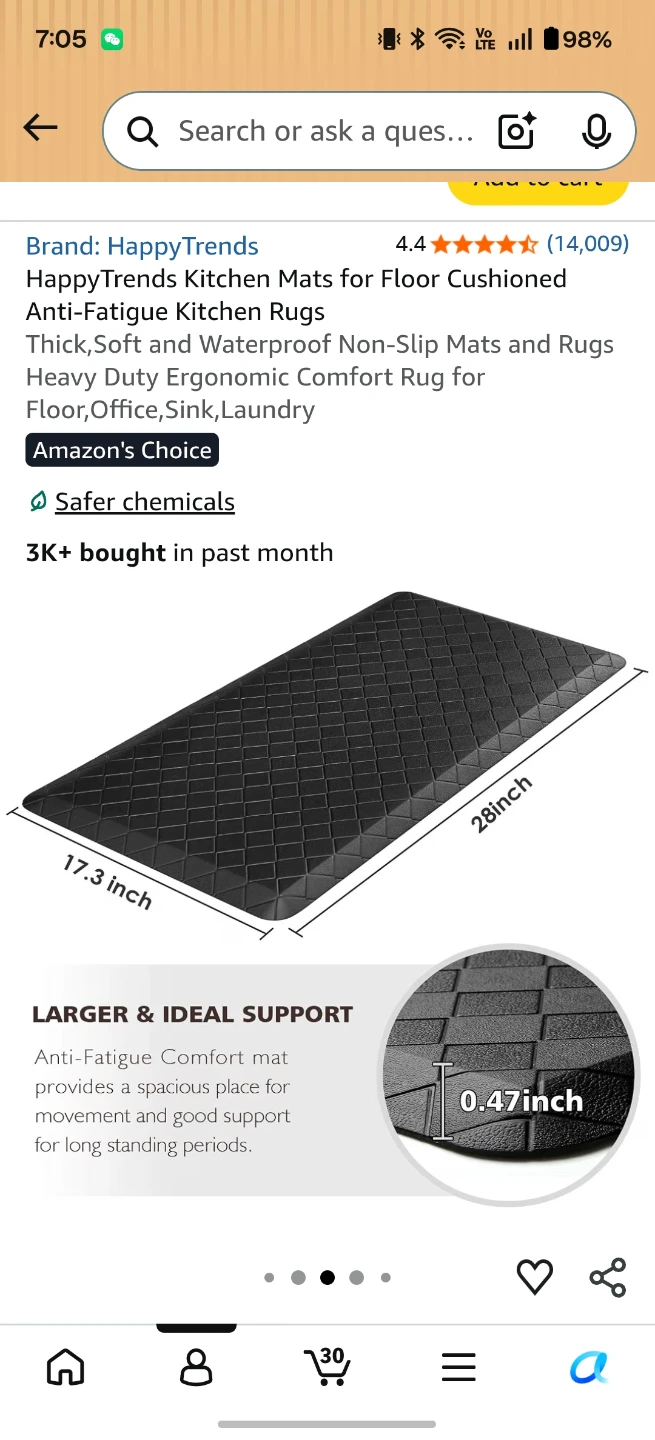 HappyTrends Anti-Fatigue Kitchen Mat