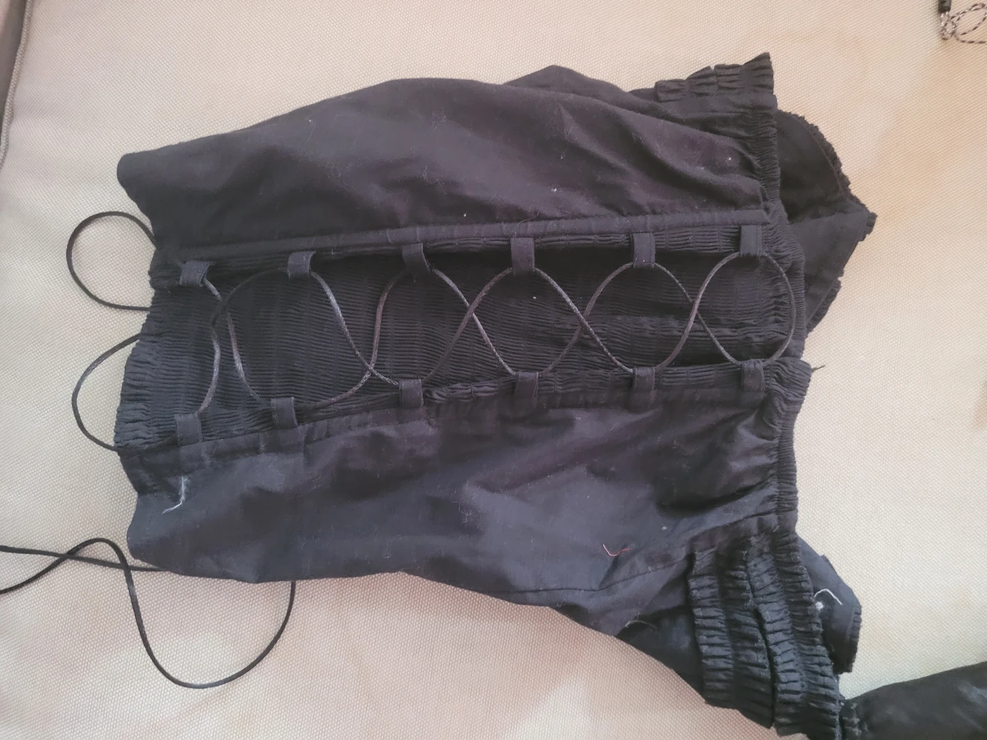 Black Lace-Up Detail Crop Top