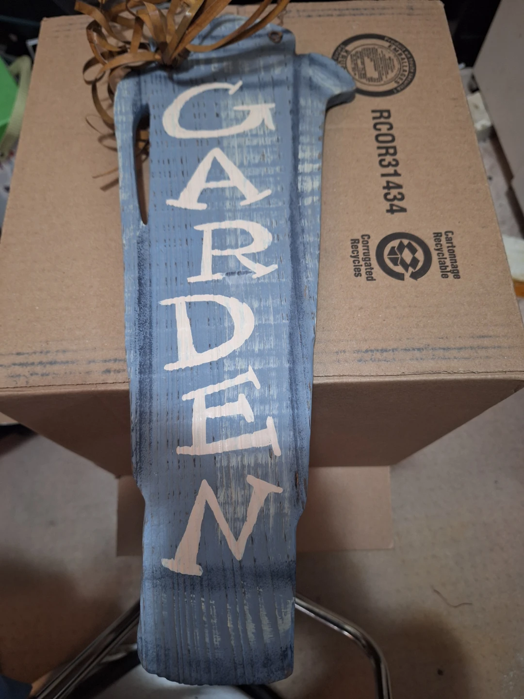 Rustic Blue Wooden Garden Sign