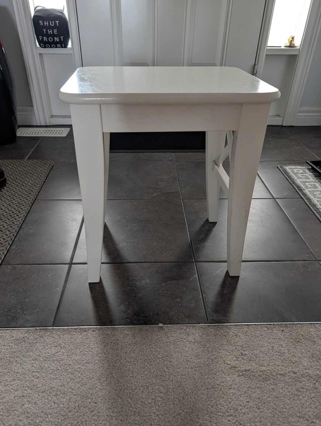 White Wooden Side Table - photo 3