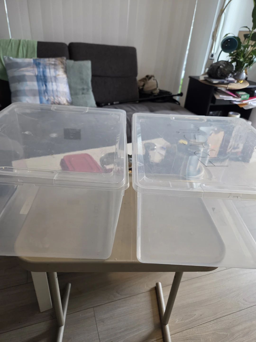 Two Galiware Clear Plastic Storage Bins