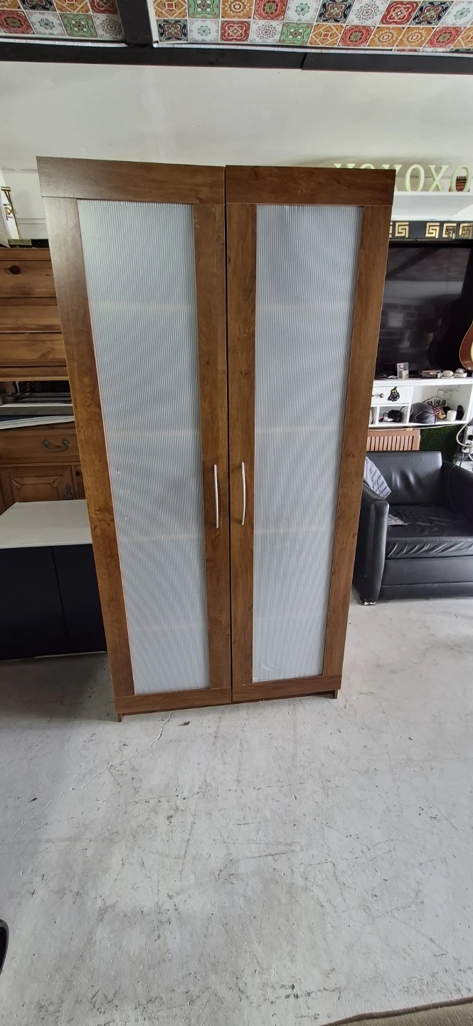 Tall Wooden Storage Cabinet with Glass Doors - photo 4