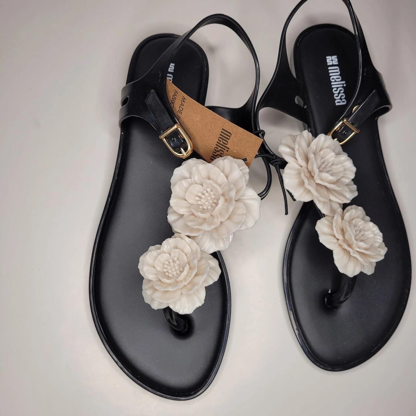 Melissa Black Floral Sandals - Size 8 - photo 2