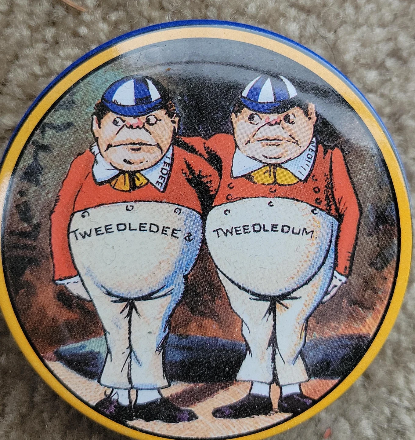 Tweedledee and Tweedledum Vintage Metal Tin