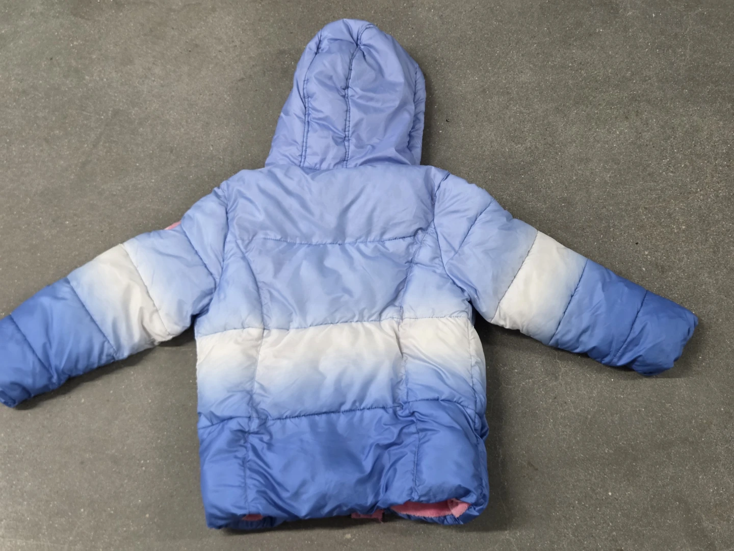 Girls Blue Ombre Puffer Jacket with Pink Fleece Lining - photo 2