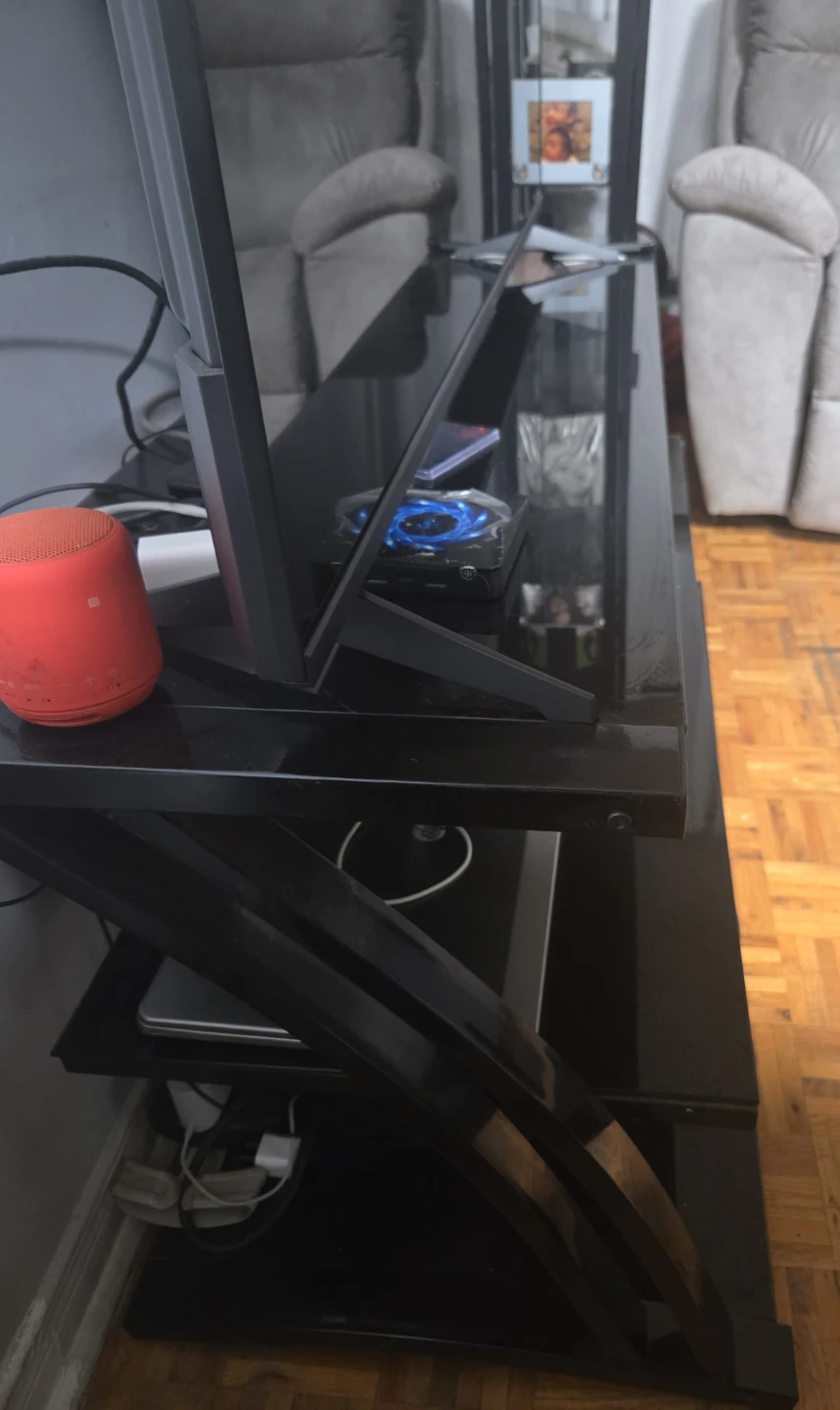 Black Glass TV Stand - photo 2