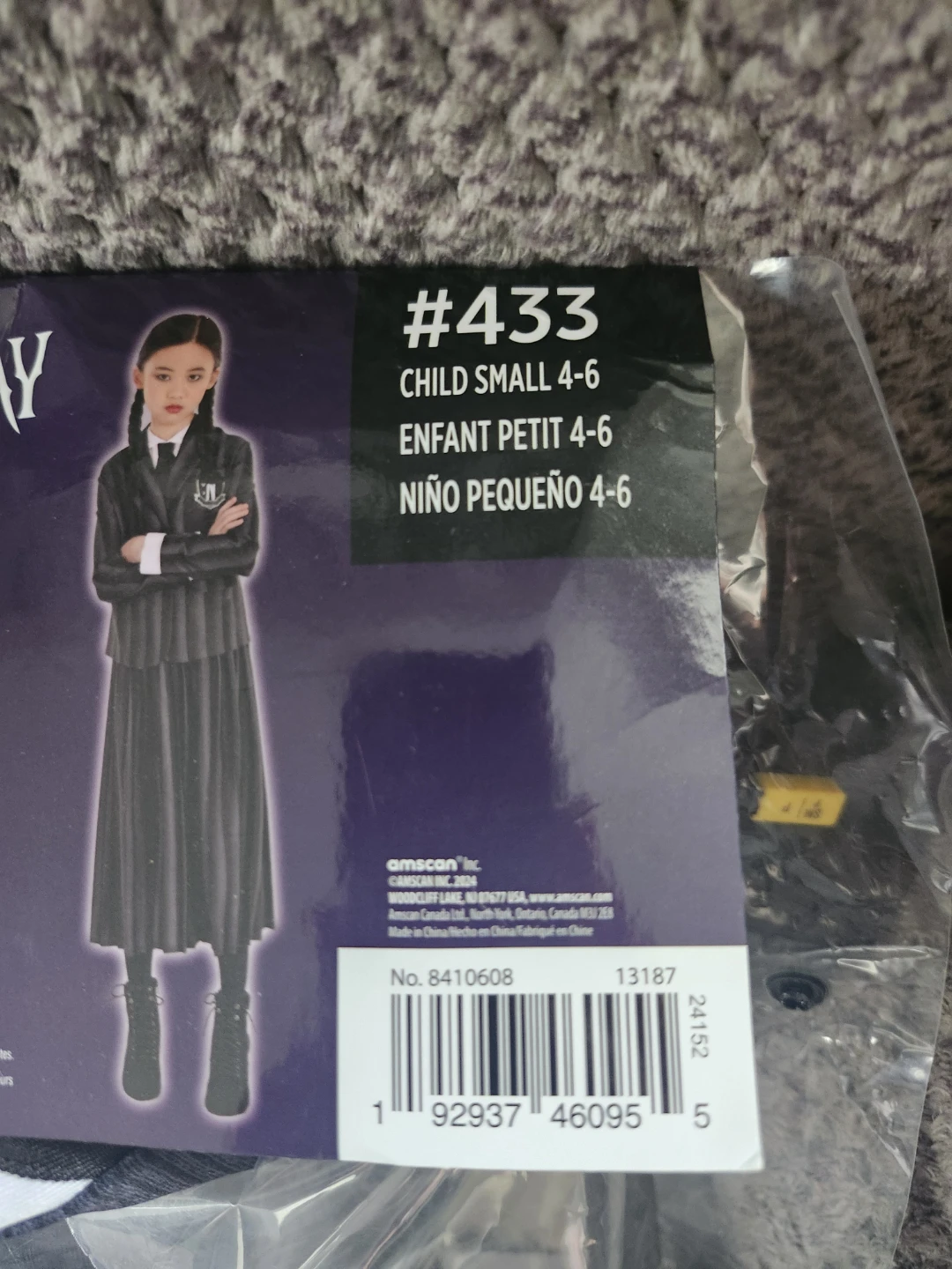 Wednesday Addams Costume Child Small 4-6