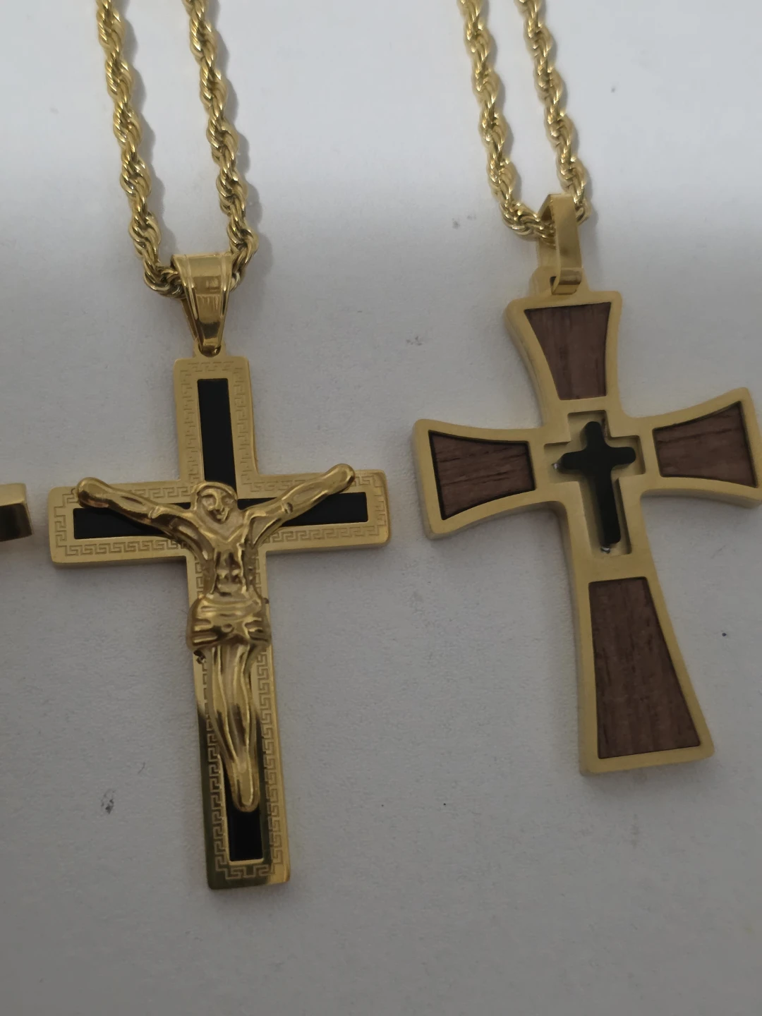 Stainless Steel Cross Pendant Necklaces with Rope Chain - photo 2