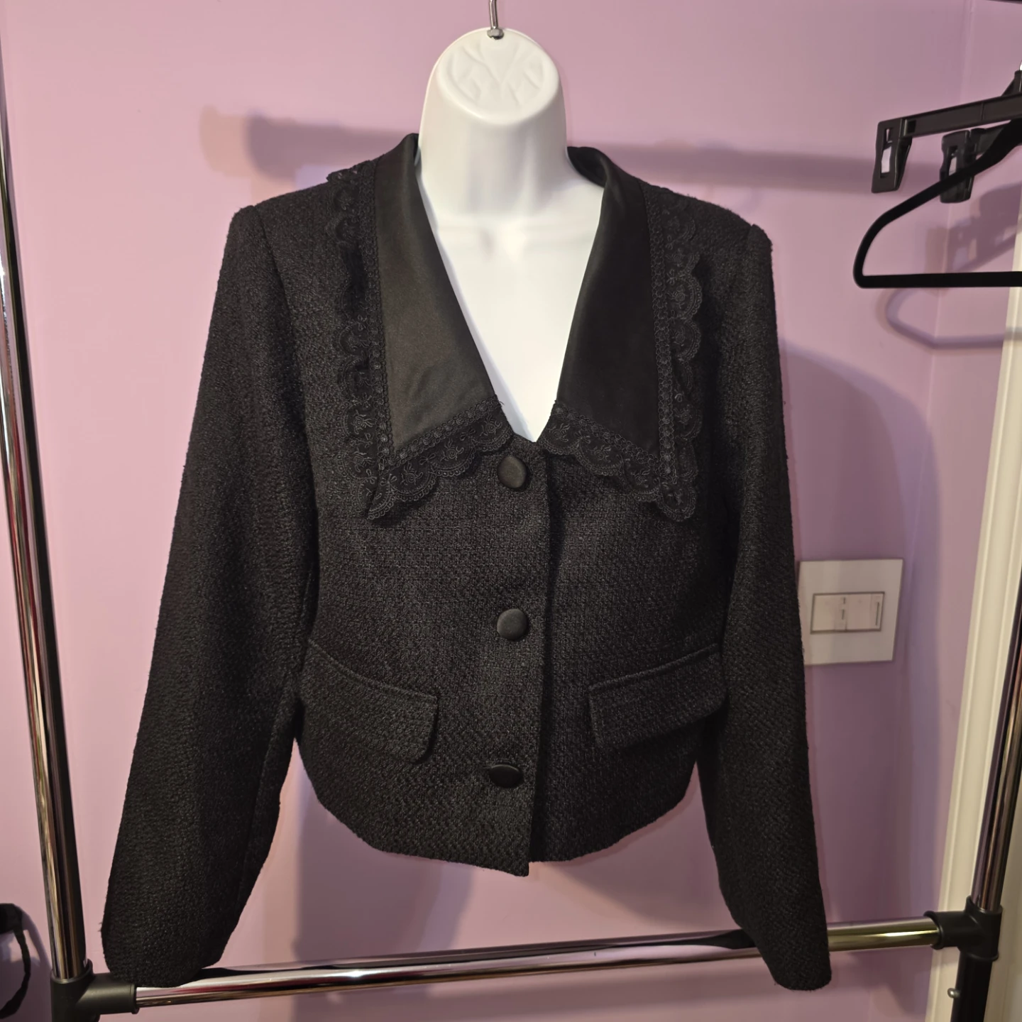 Bloomingdale's AQUA Black Tweed Jacket Size M - photo 2