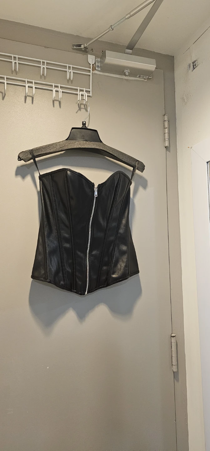 Black faux leather corset top