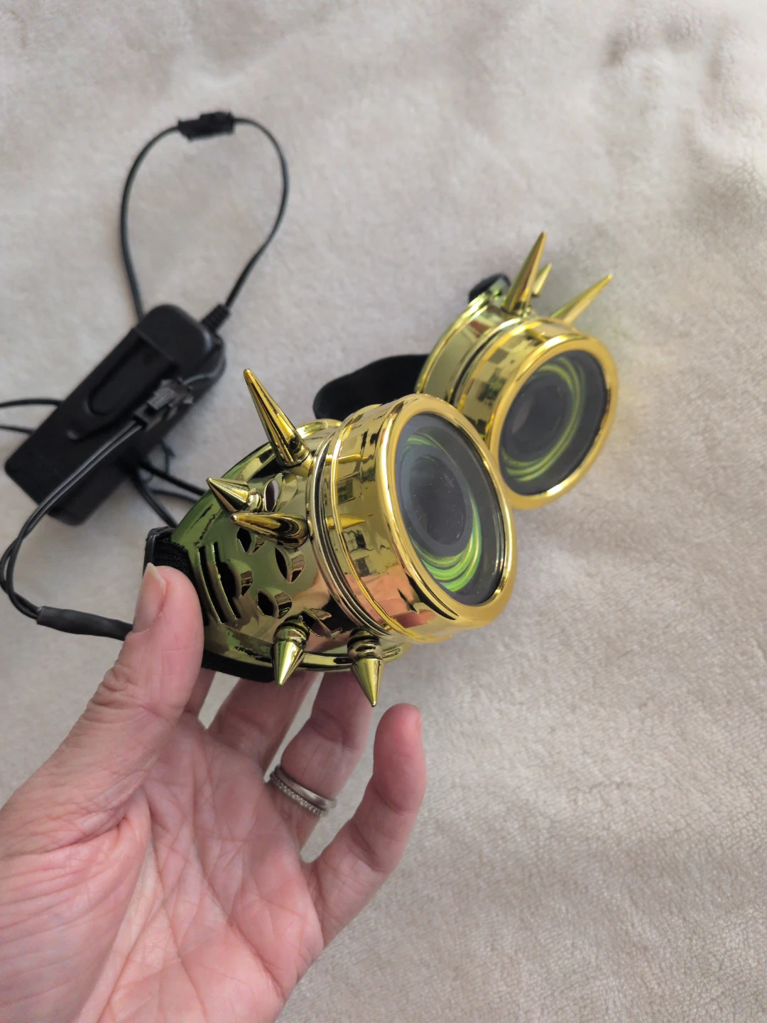 Gold Spiked Light-Up Goggles - photo 2