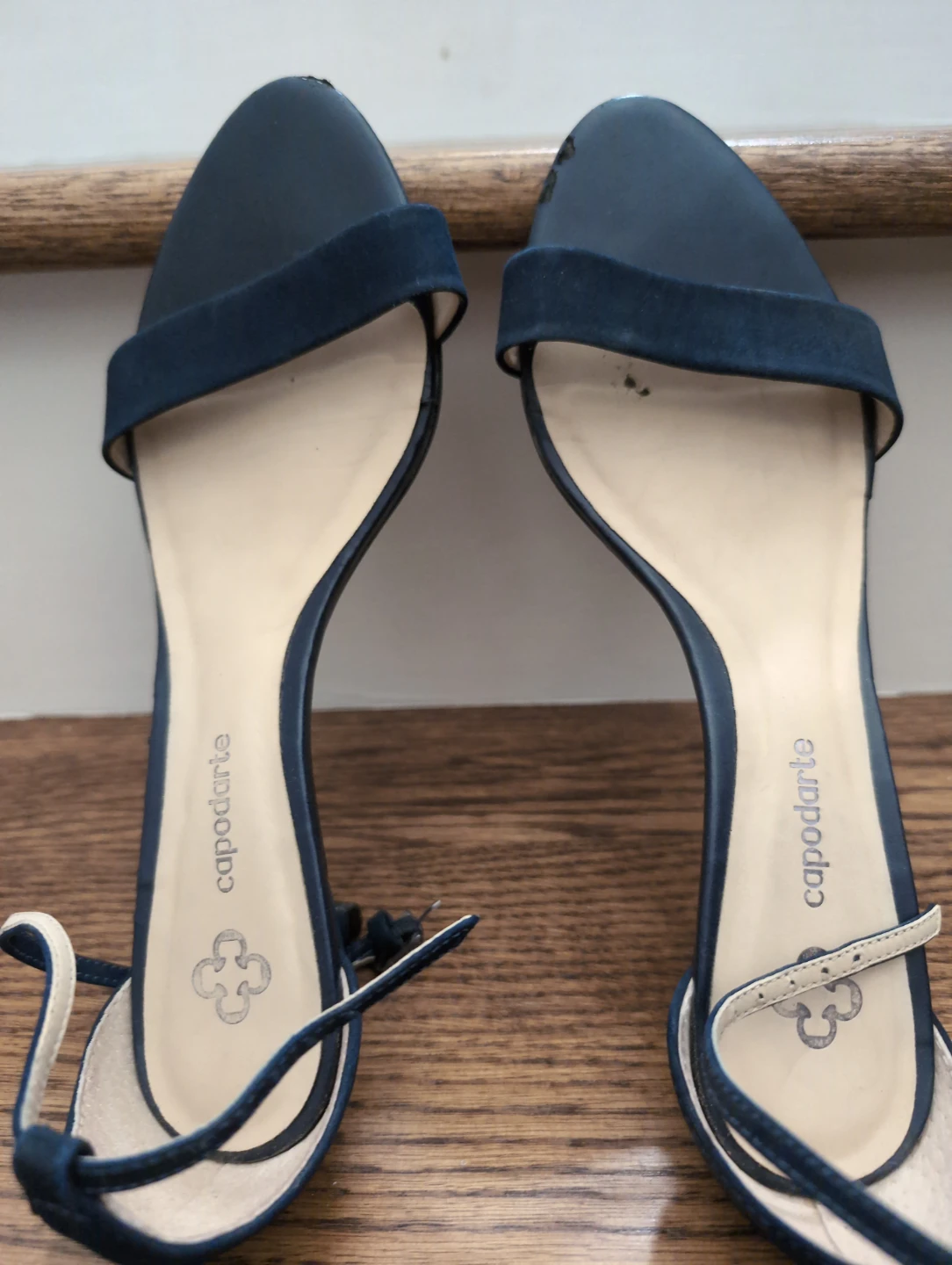 Capodarte Navy Suede Kitten Heel Sandals