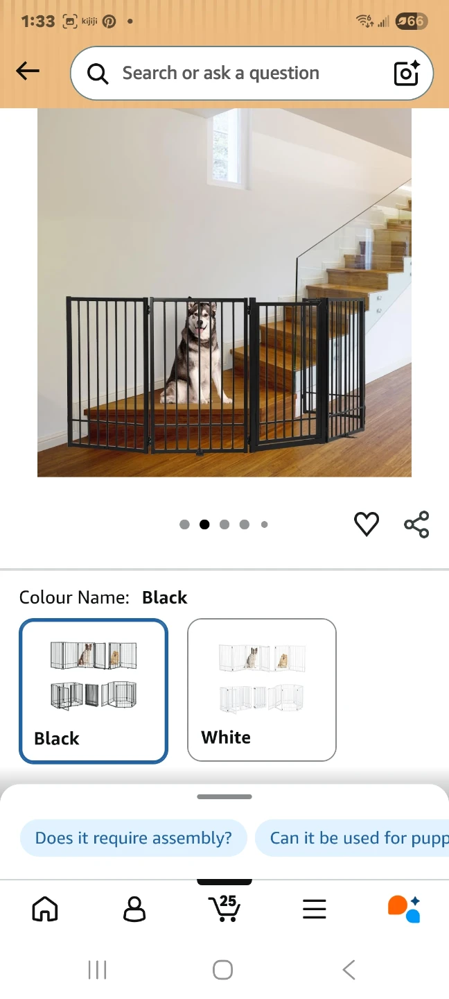 Bnib HIDOG Freestanding Pet Gate with Door - Black - photo 3