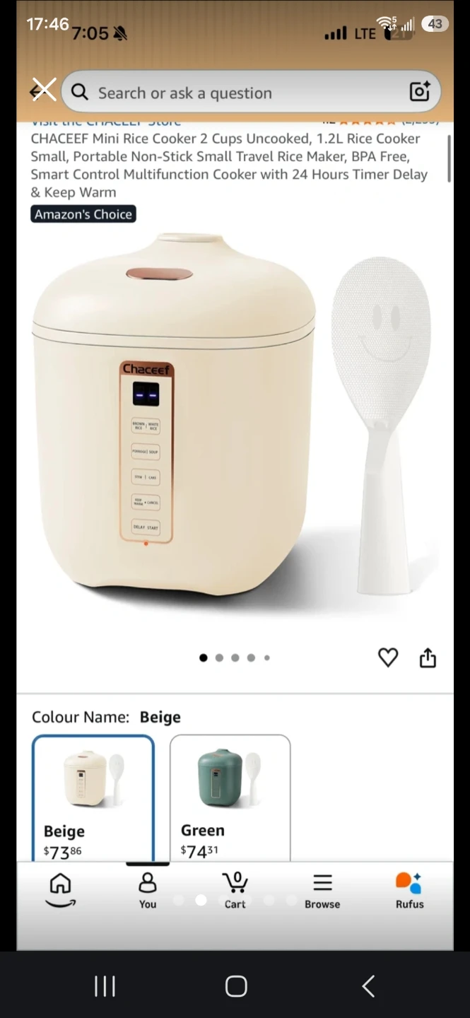 CHACEEF Mini Rice Cooker 1.2L - Beige - photo 5
