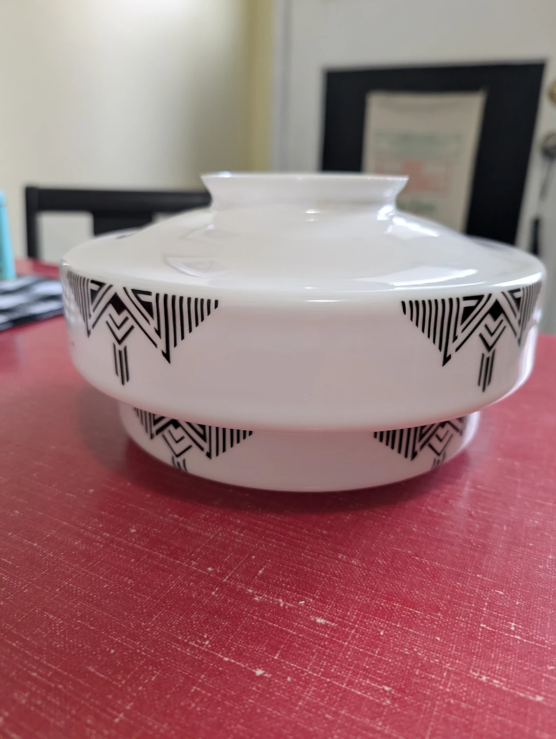 Art Deco Milk Glass Geometric Light Shade