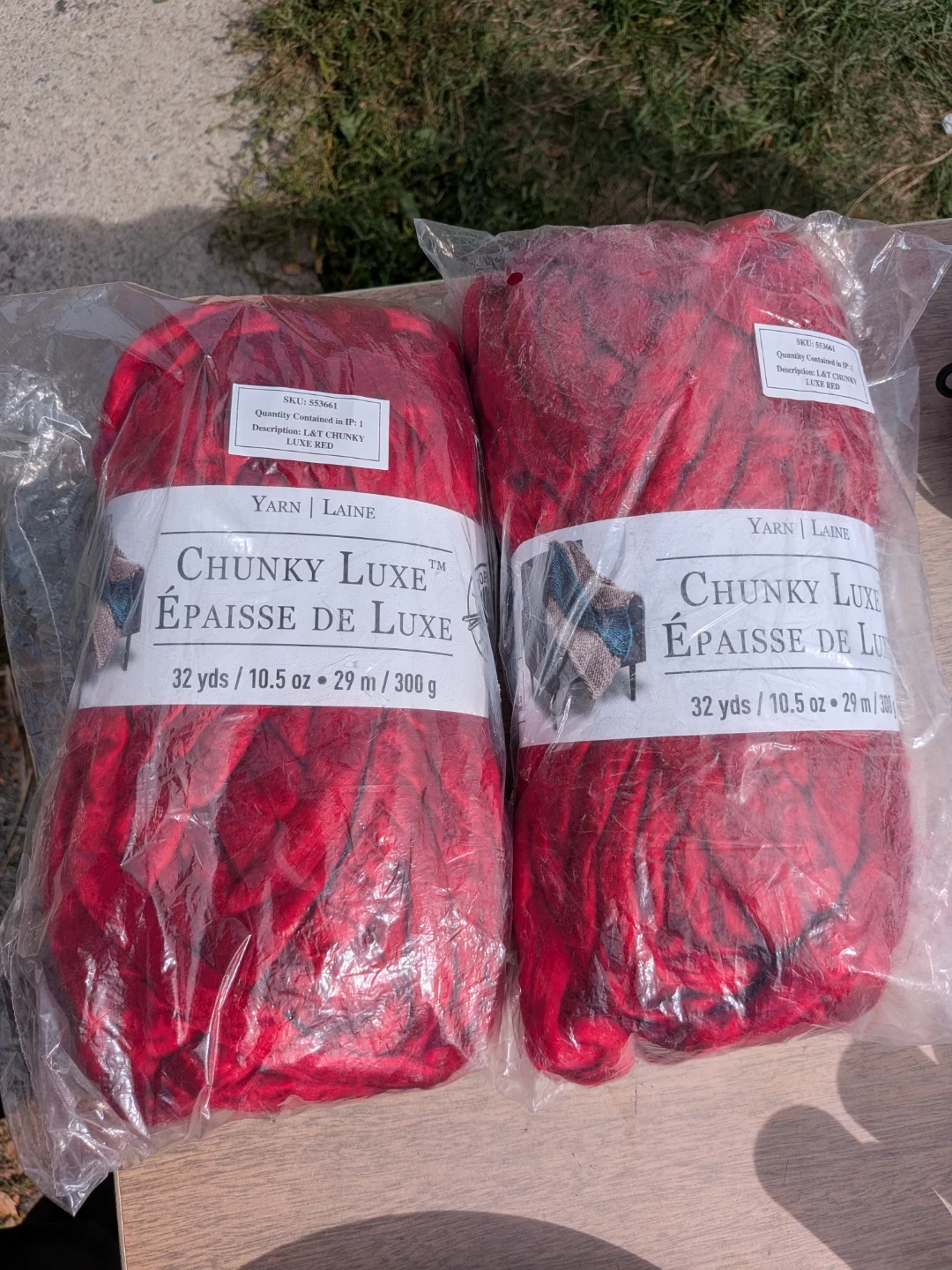 2 Skeins L&T Chunky Luxe Yarn Red