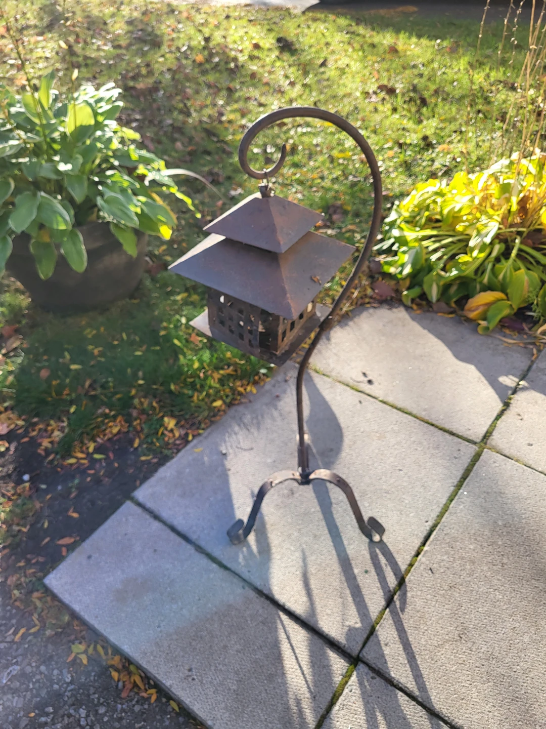 Rustic Metal Hanging Lantern with Stand