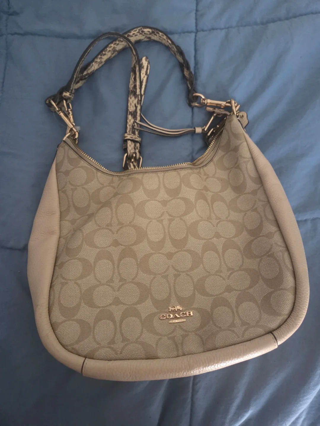 Coach Signature Hobo Bag with Snakeskin Detail - photo 2