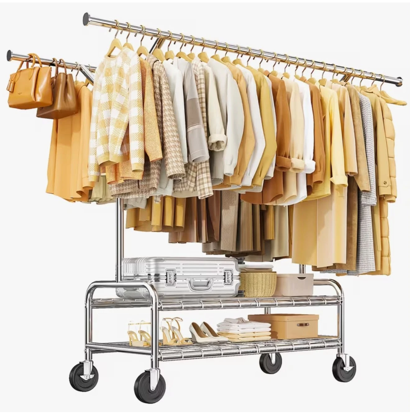Brand new in box - Double Rod Heavy Duty Adjustable Clothes Rack