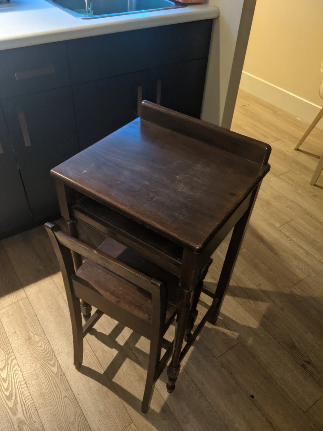 Vintage Wooden School Desk and Chair Set