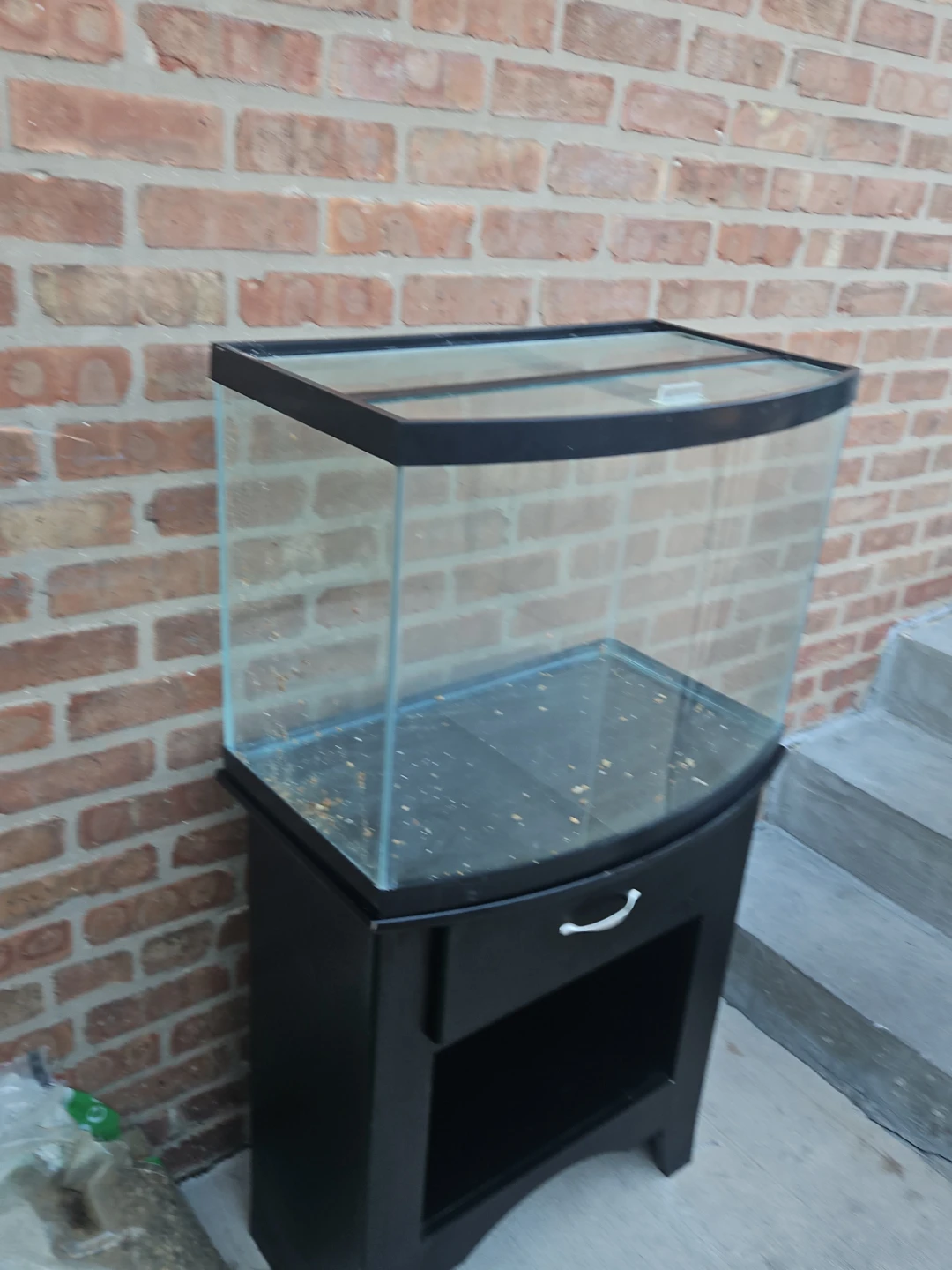 Bow front aquarium tank with matching black stand