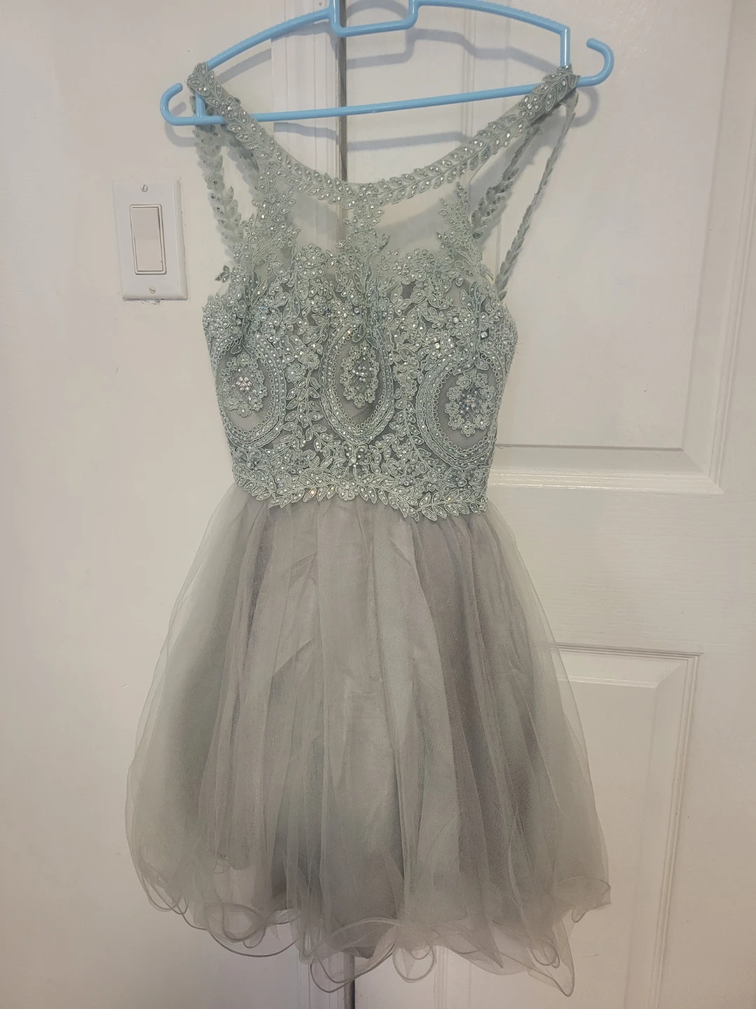Silver Embellished Mini Dress - photo 4