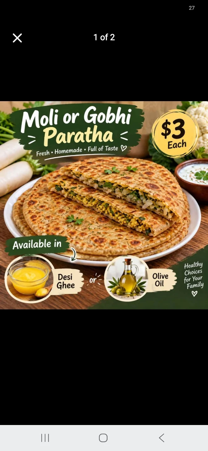 Homemade Moli or Gobhi Paratha