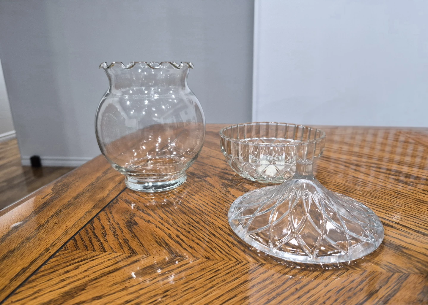 Glass Candy Dish & Rose Bowl lot - photo 2