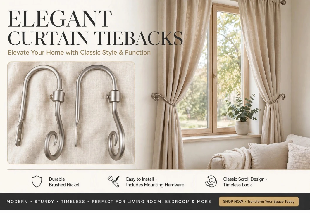 🪟Brushed Nickel Curtain Tiebacks🪟