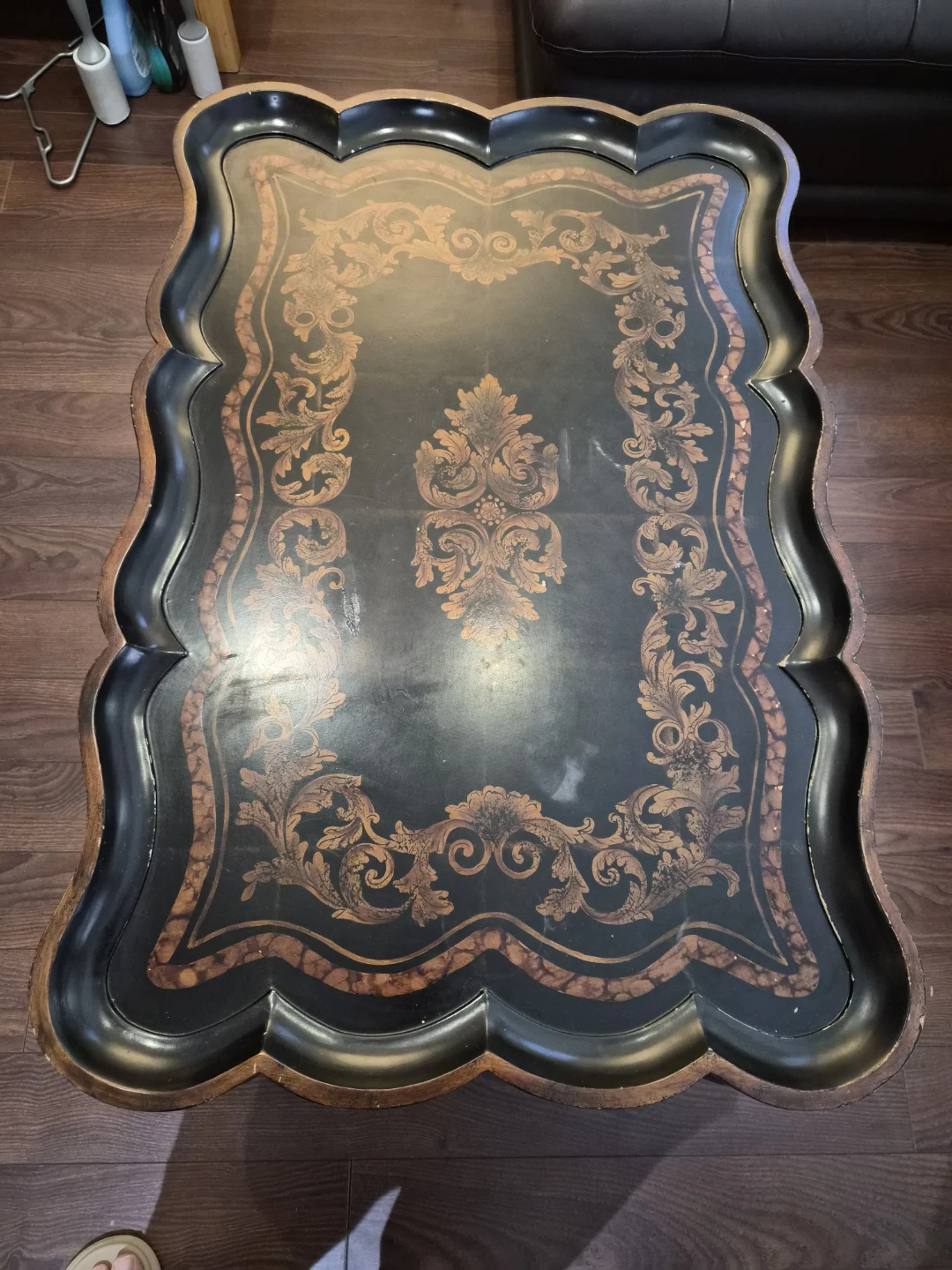 Ornate Black and Gold Coffee Table - photo 3