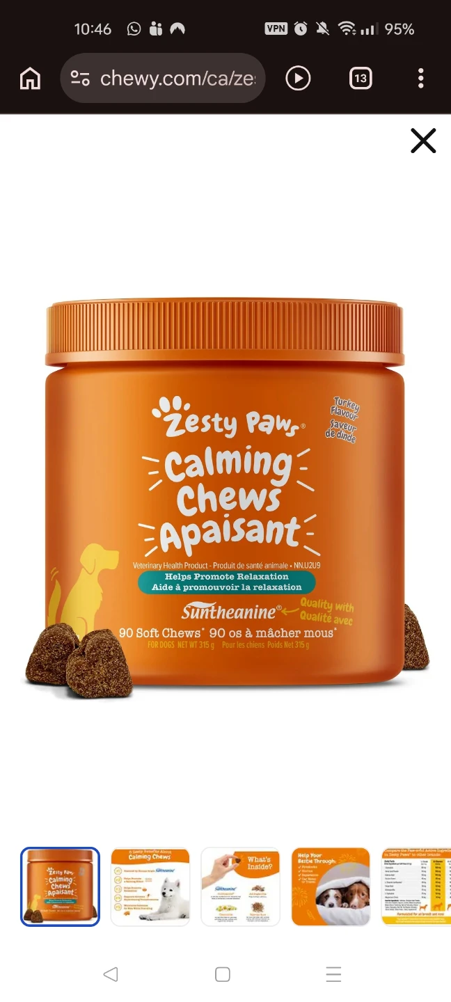 Zesty Paw Calming Chews (1 brand new unopened, 1 half used)