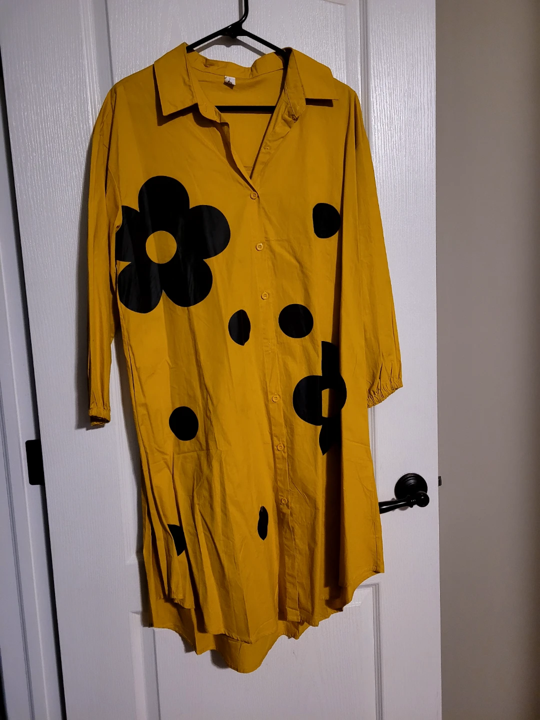 Yellow Button-Down Floral Shirt Dress