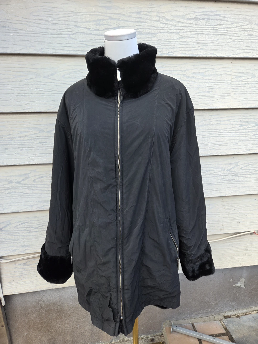 Black Reversible Faux Fur Jacket - photo 4