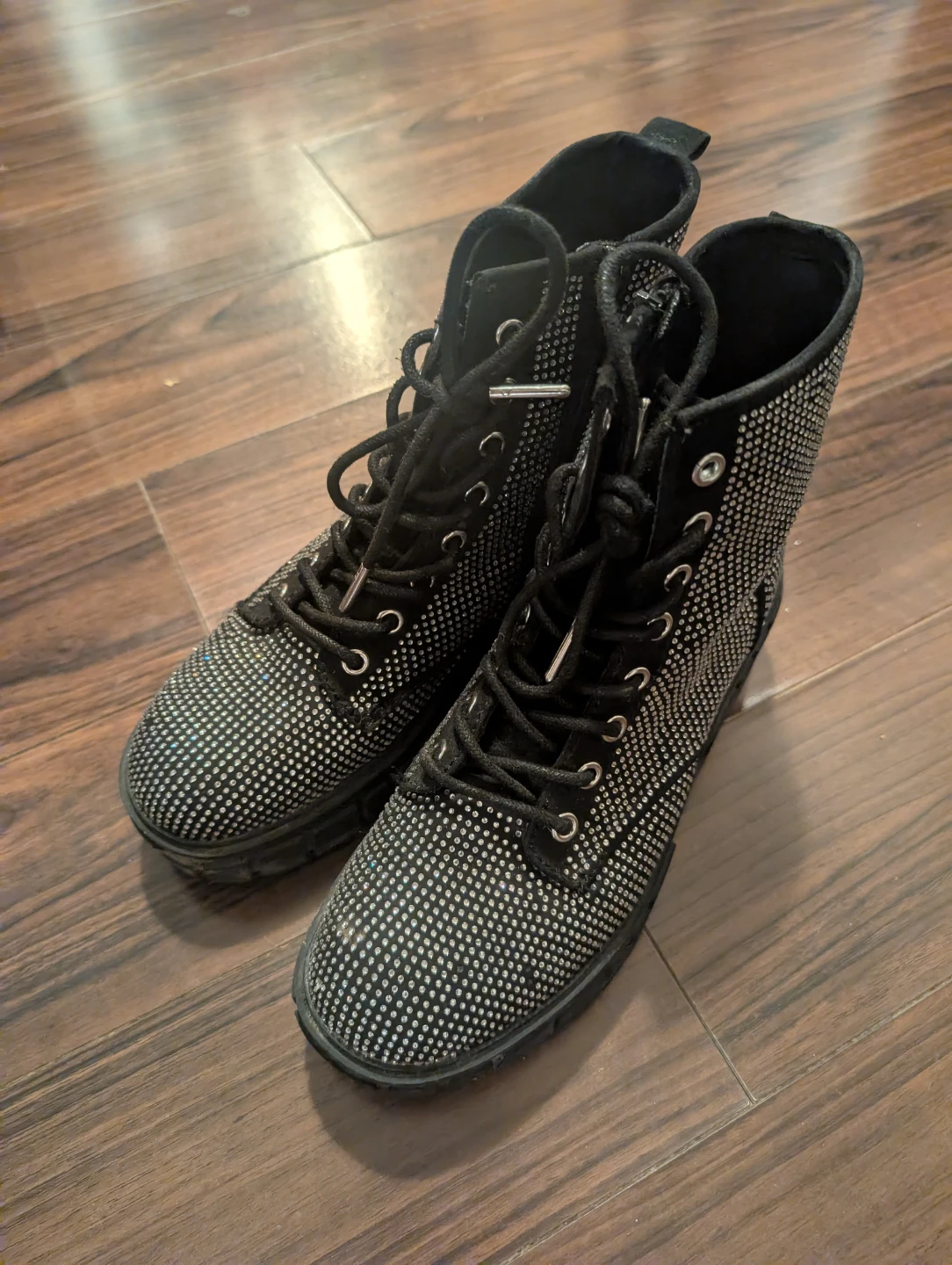Madden NYC Rhinestone Combat Boots