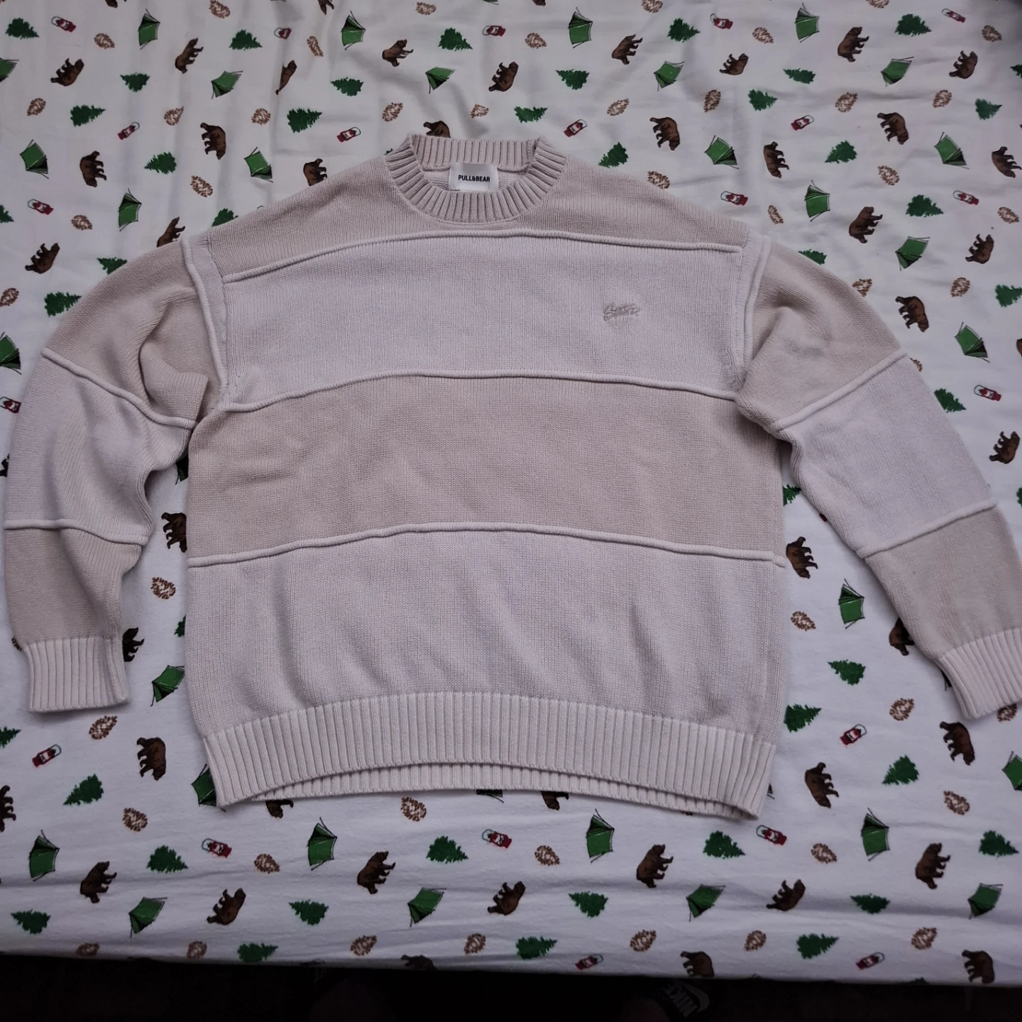 Pull&Bear Knit Crewneck Beige Sweater