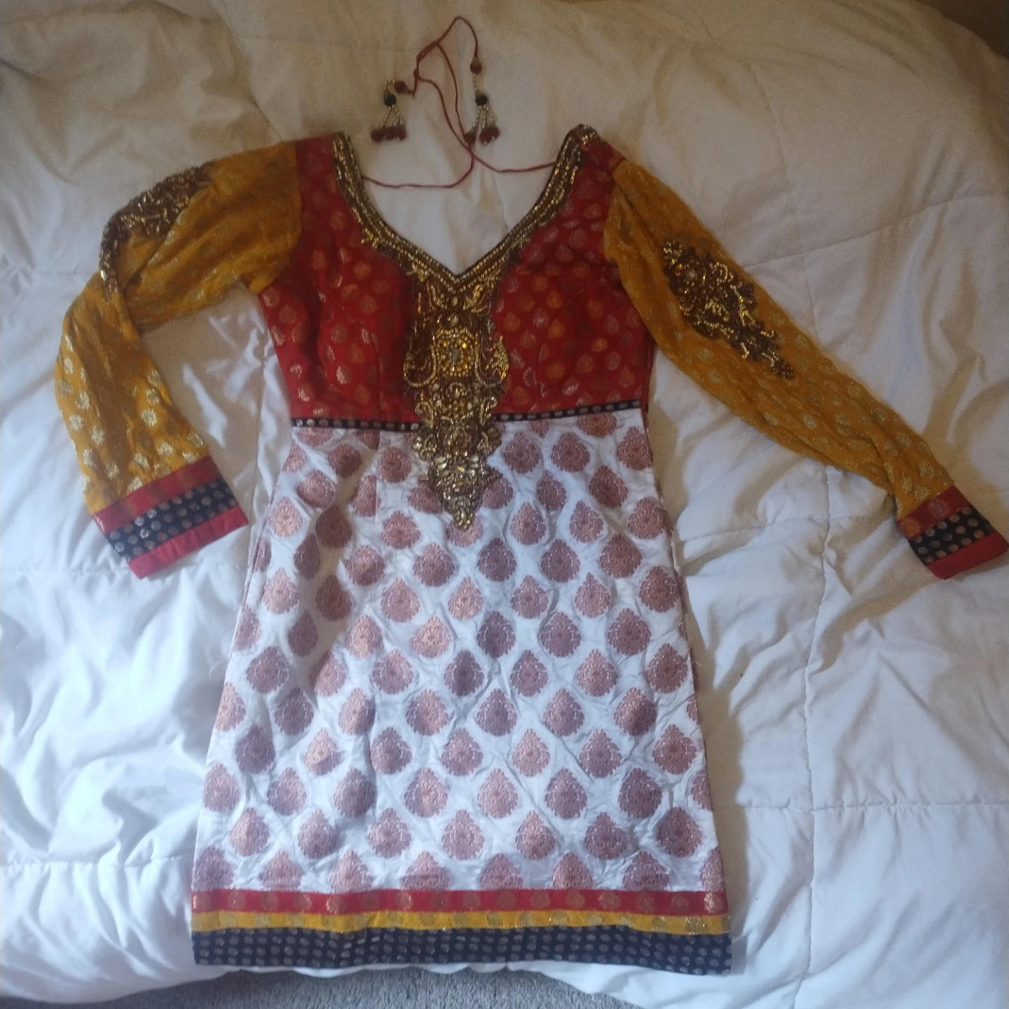 Red and Gold Embroidered Kurti