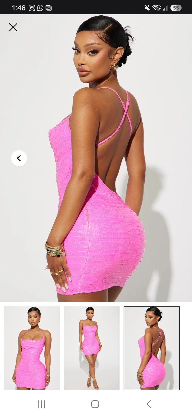 Fashion Nova sequined hot pink mini dress size medium M - photo 3