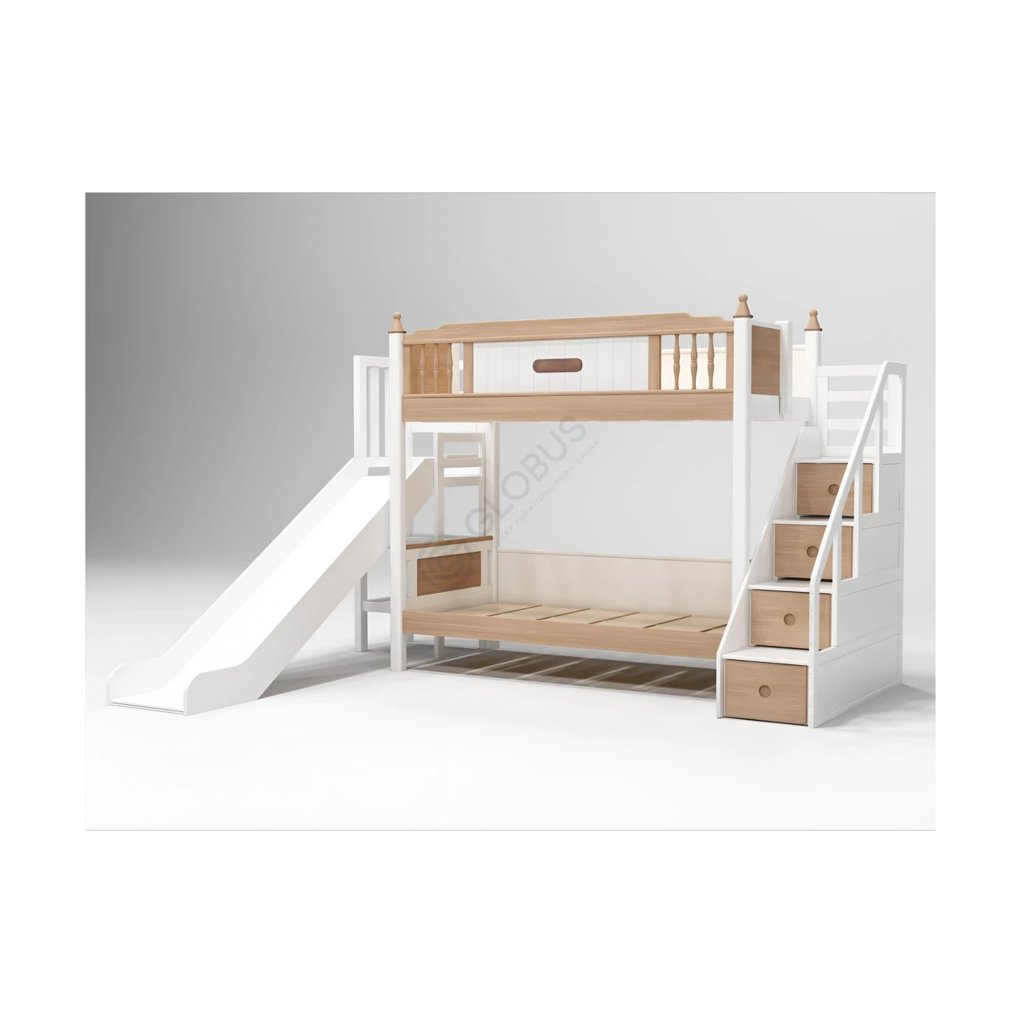 Kids House Bunk Bed with Slide and Storage Stairs