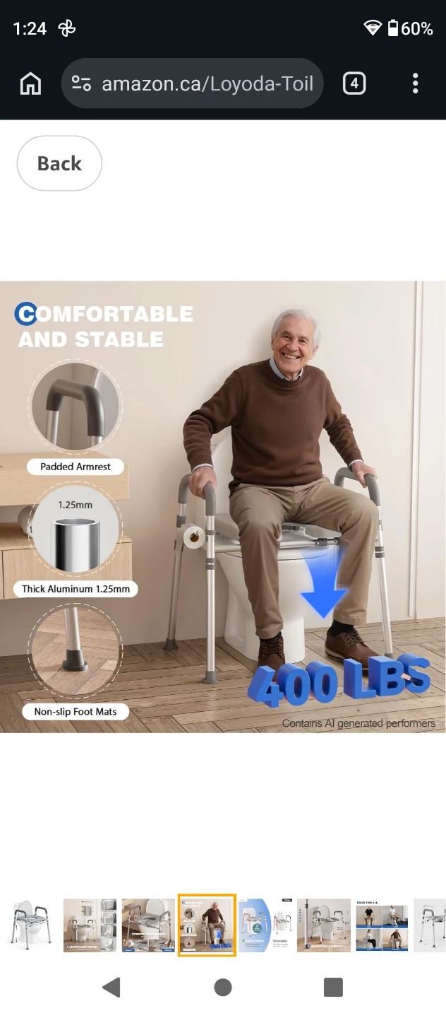 TOILET SEAT RISER , PADDED SEAT FOR SENIORS, 350 LB CAPACITY - photo 3
