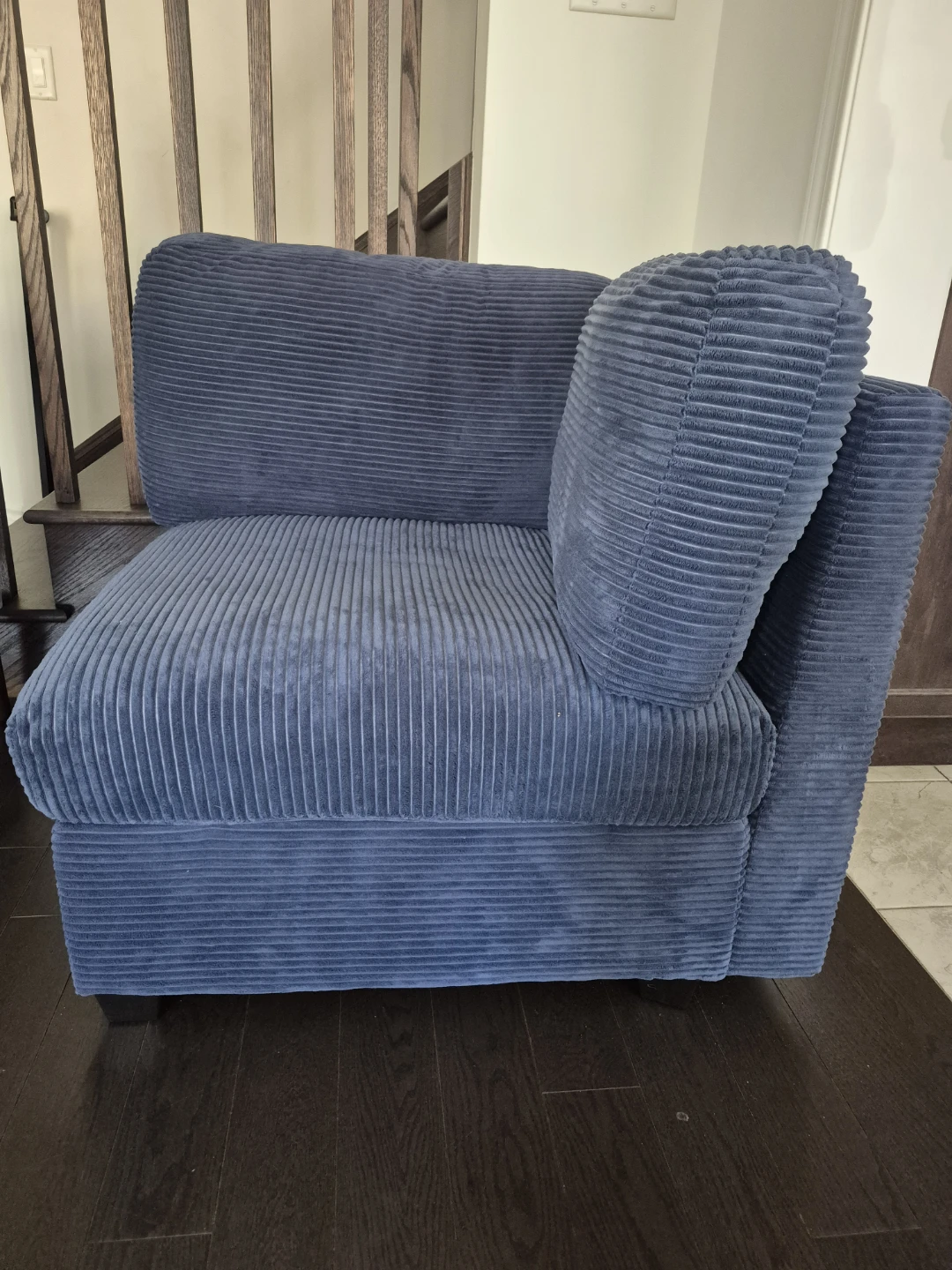 Navy Blue Corduroy Corner Chair - photo 2