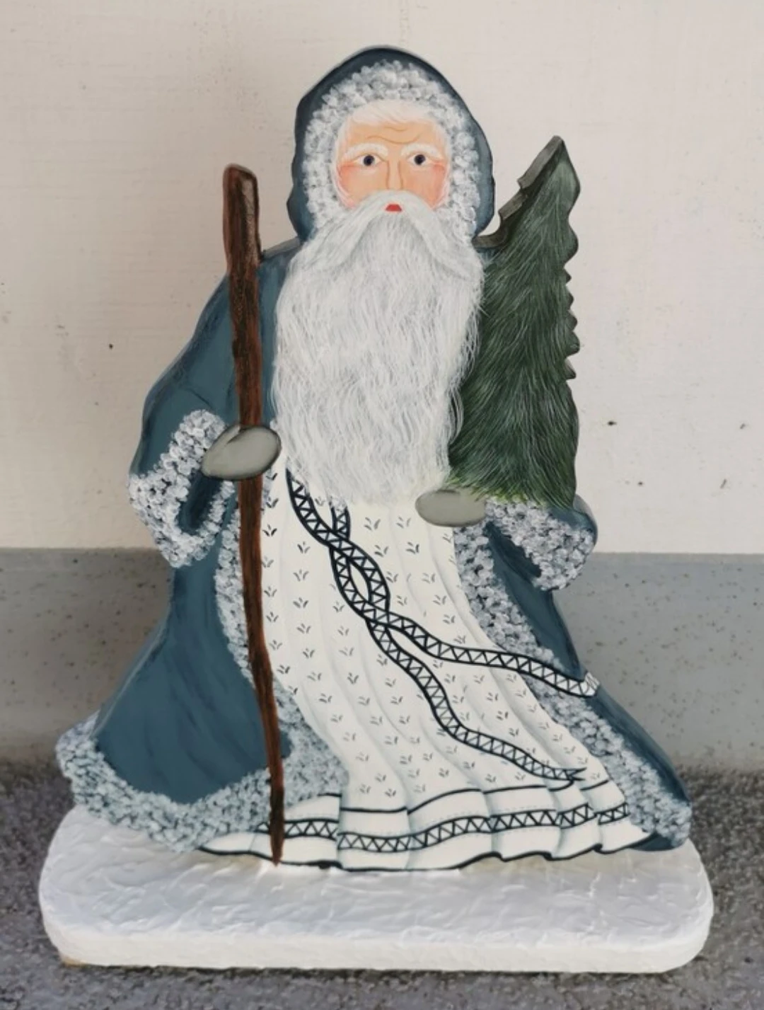 Vintage Wood Santa Cutout Old World Father Christmas Folk Art